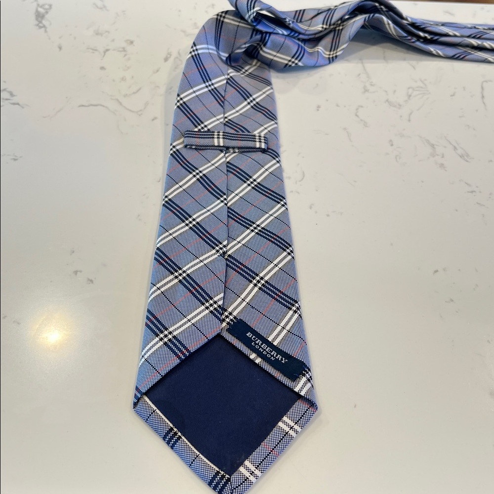 Burberry classic check tie blue colorway. 58 by 4 - Picture 6 of 6